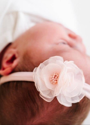 Model Wearing Baby Bling Bows Baby Bling® Flower Skinny Soft Nylon Headband