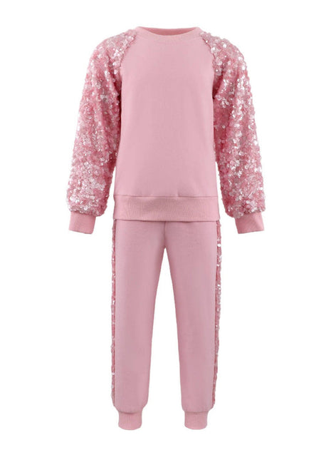 Lola And The Boys Pink Sequin Joggers Set