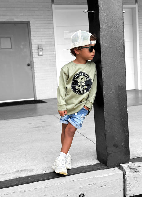 Model Wearing Holland Ave. Clothing Wild Child Club | Boys Sweatshirt