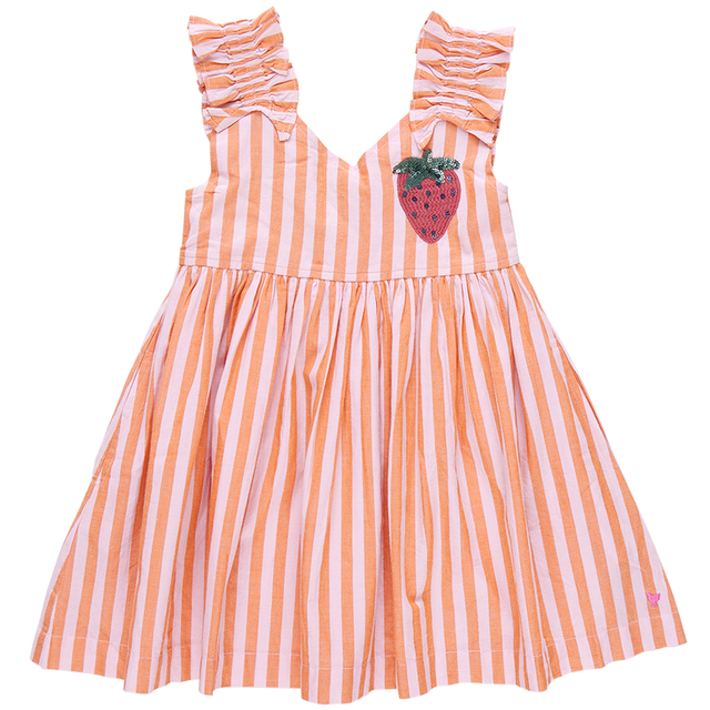 Via Dress - Orange Pink Stripe