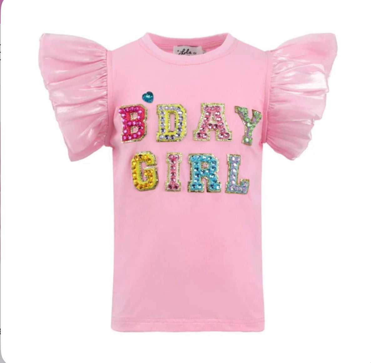 Pink Birthday Girl Gem Ruffle Shirt