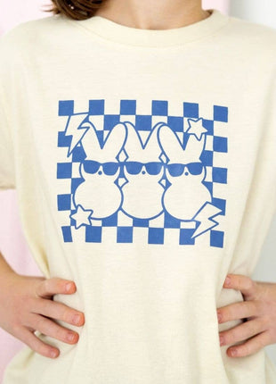 Model Wearing Sweet Wink Peeps Squad Easter Short Sleeve T-Shirt -Toddler Boy Clothes