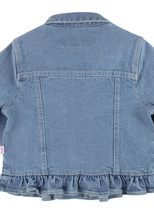 Rufflebutts + Ruggedbutts Girls Light Wash Ruffle Denim Jacket Back