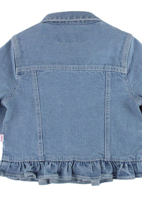 Rufflebutts + Ruggedbutts Girls Light Wash Ruffle Denim Jacket Back