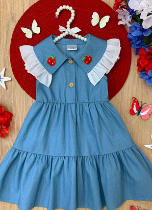 Ruffle Collar Denim Dress