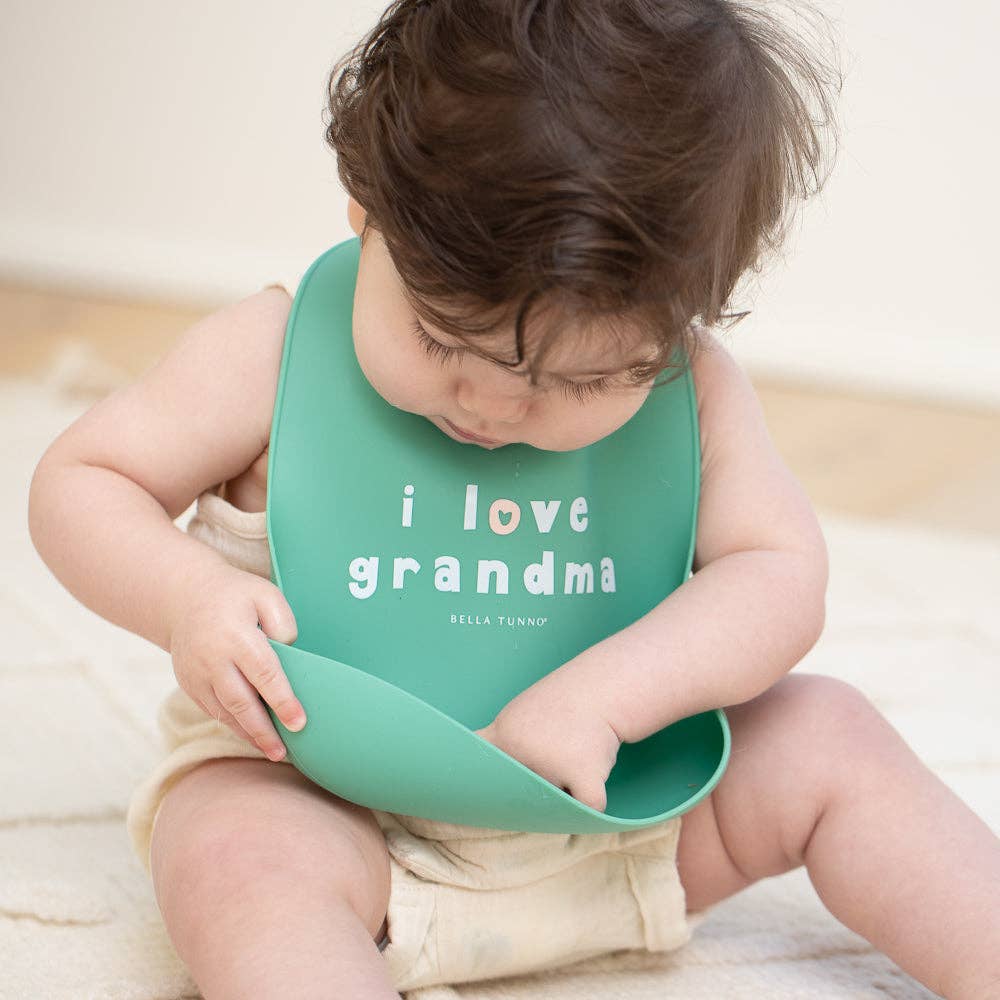 Model Wearing Bella Tunno Love Grandma Wonder Bib