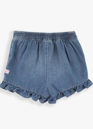 Rufflebutts and Ruggedbutts Light Wash Denim Ruffled Skort Back