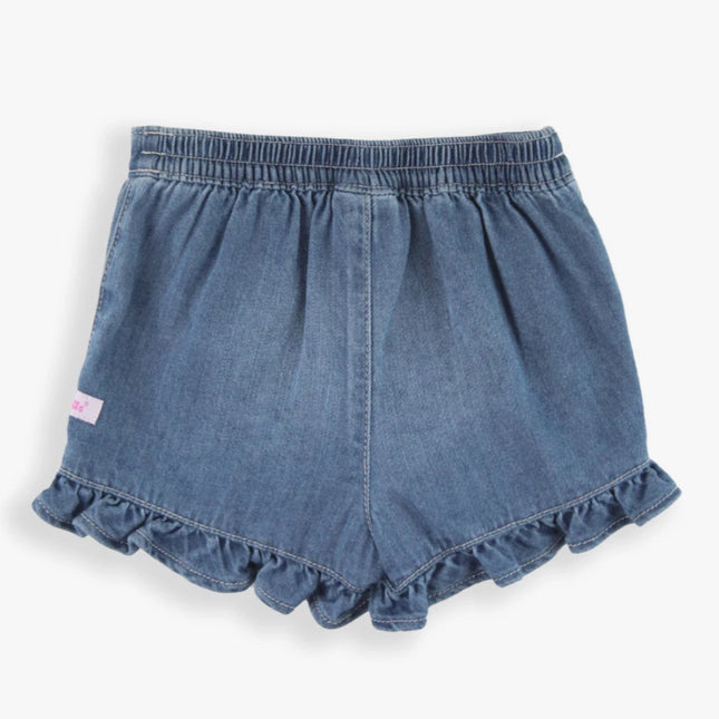 Rufflebutts and Ruggedbutts Light Wash Denim Ruffled Skort Back