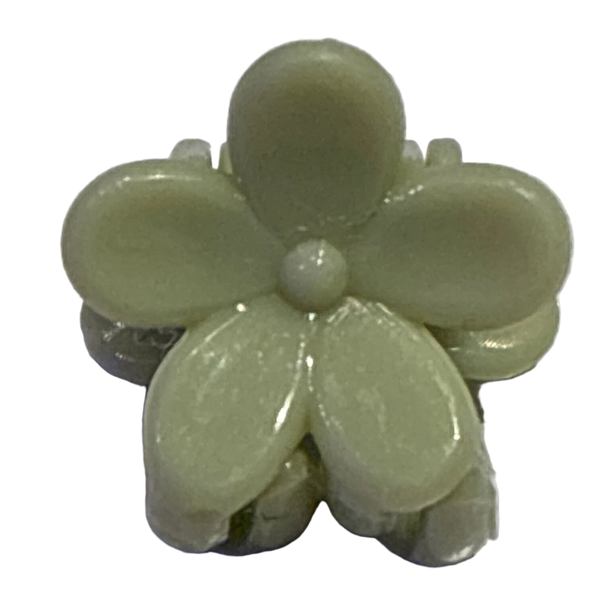 Mini Plumeria Flower Clips - Light Green