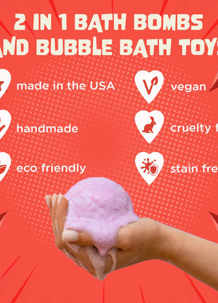 Two Sisters Spa Superhero Kids Bath Bombs Gift Set with Toys Inside – 1 Pack Details