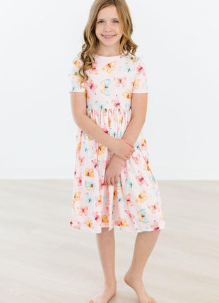 Model Wearing Mila & Rose Butterfly Kisses S/S Pocket Twirl Dress