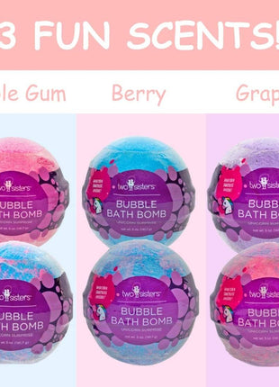 Two Spa Sisters Unicorn Kids Bath Bombs Gift Set with Toys Inside – 6 Pack Scents