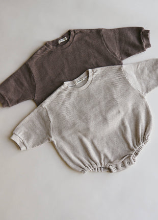 Warm Taupe Waffle Bubble Onesie