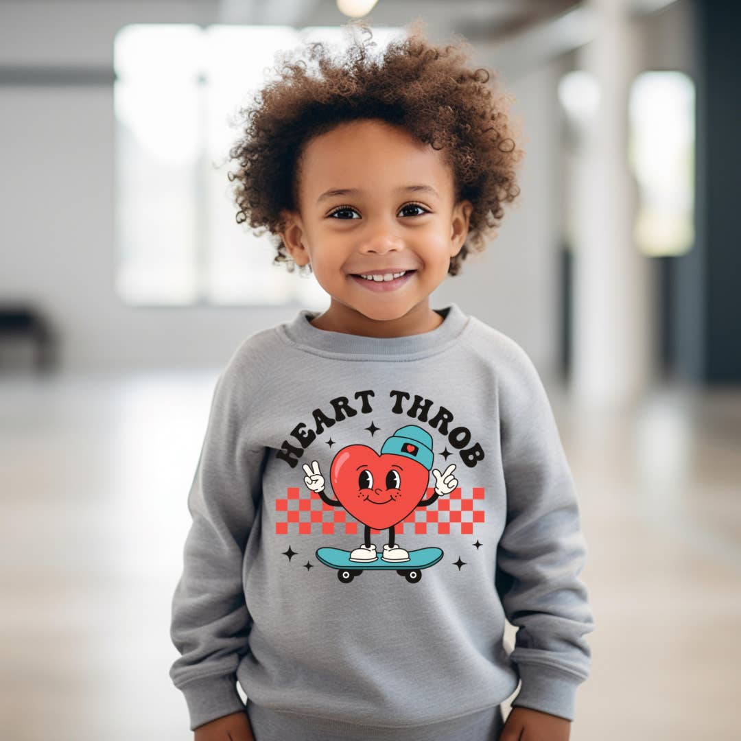 Model Wearing The Countryside Cottage Boys Valentine’S Day Sweatshirt - Heart Throb
