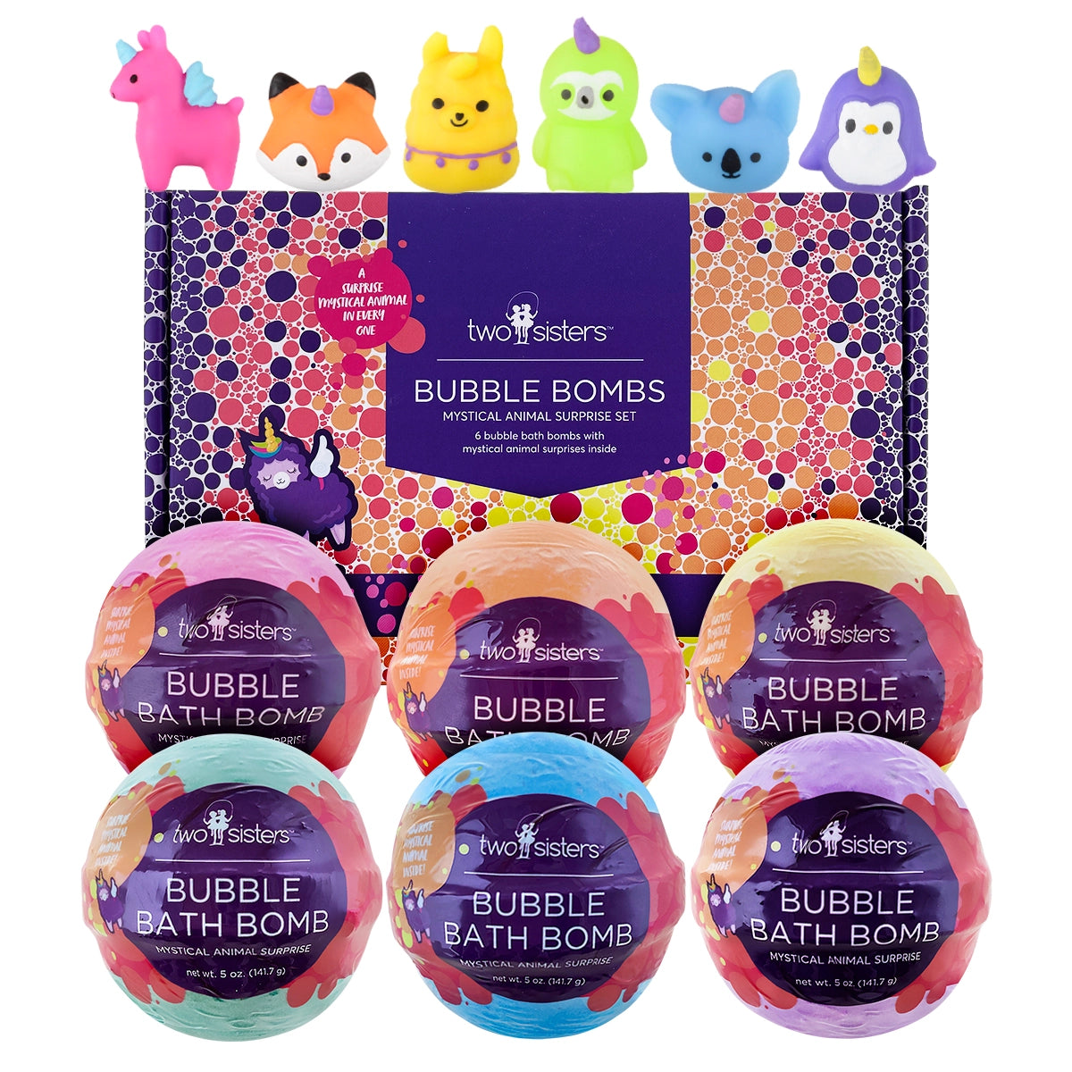 Two Sisters Spa Mystical Animal Bath Bombs Gift Set For Kids (6 Pack)