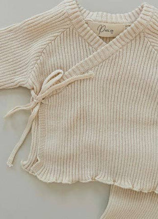 Petite + Co Ribbed Kimono Set | Oat