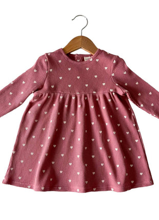 SpearmintLOVE Organic Waffle Simple Dress, Mauve Heart