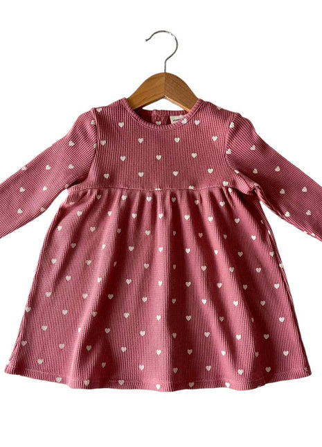 SpearmintLOVE Organic Waffle Simple Dress, Mauve Heart
