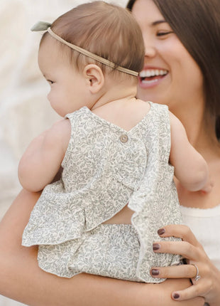 Ruffled Tulip Top + Bloomer Set || Green Garden