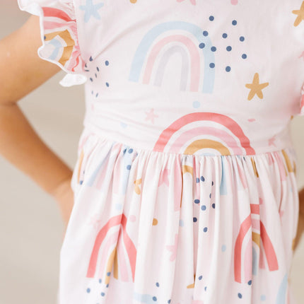 Mila & Rose Over The Rainbow Flutter Sleeve Twirl Dress