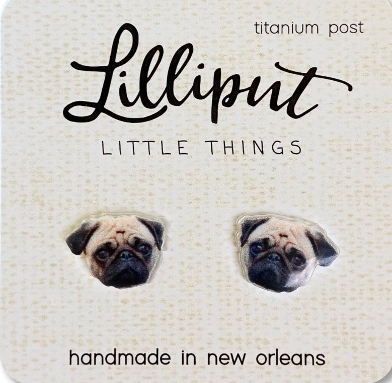 Lilliput Little Things Pug Earrings