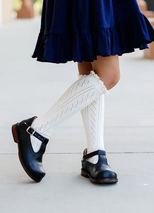 Fancy Lace Top Knee High Socks