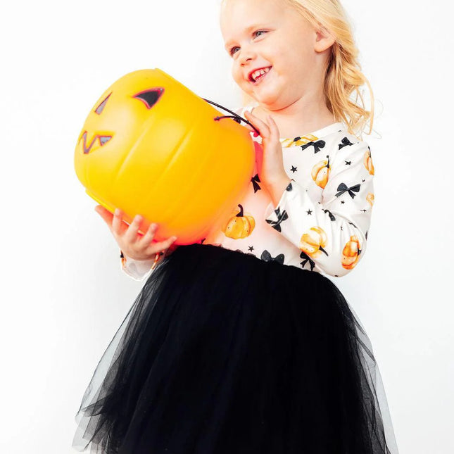 Model Wearing Mila & Rose PRETTY IN PUMPKIN L/S TUTU DRESS