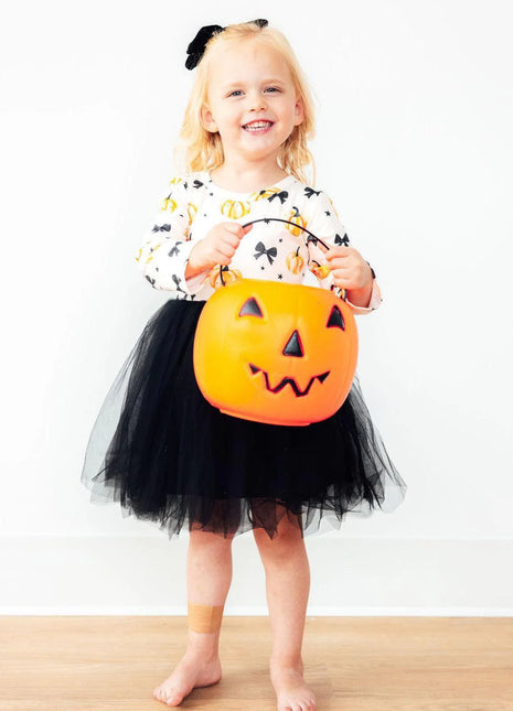 Model Wearing Mila & Rose PRETTY IN PUMPKIN L/S TUTU DRESS