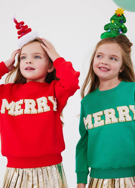 Lola And The Boys Merry Pearl Sweatshirt - Red & Green