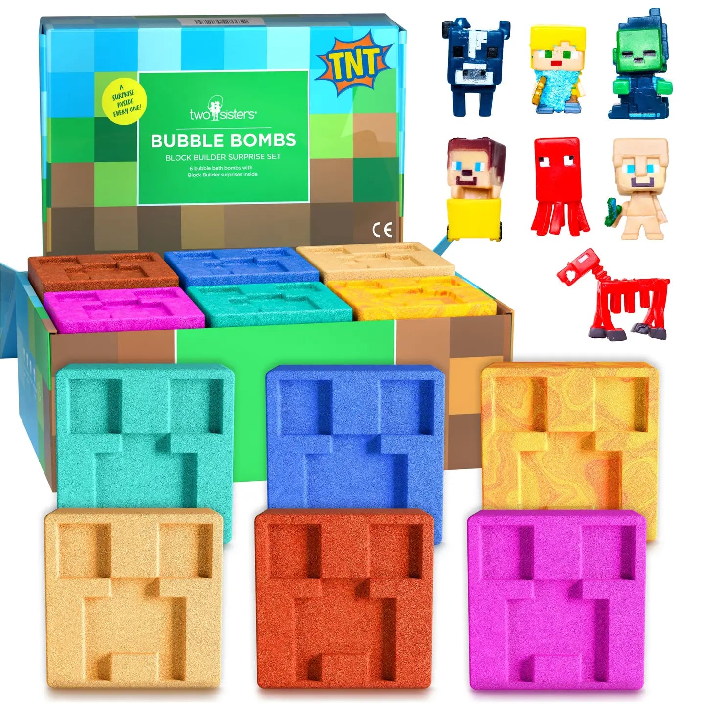 Two Sisters Spa Block Builder Bath Bombs Gift Set For Kids (6 Pack)