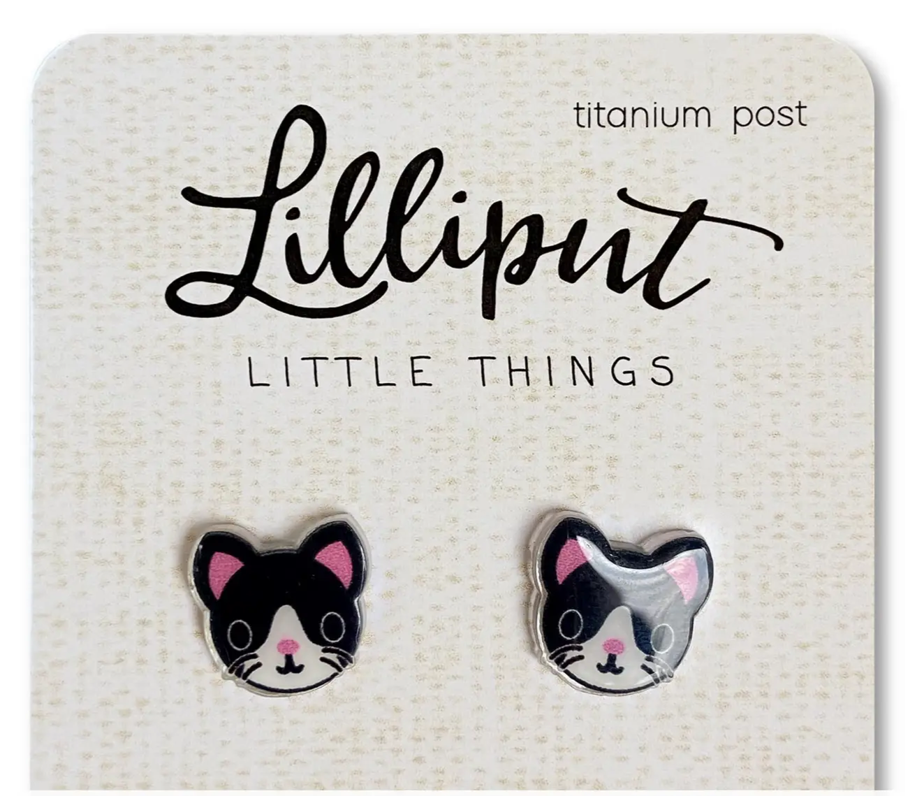 Lilliput Little Things Tuxedo Kitty Cat Earrings