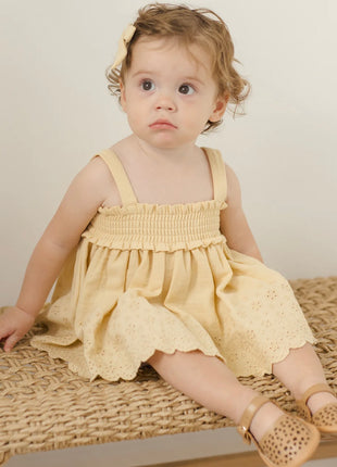 Mae Smocked Top + Bloomer Set || Yellow