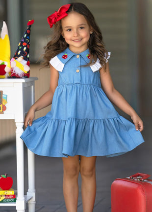 Ruffle Collar Denim Dress