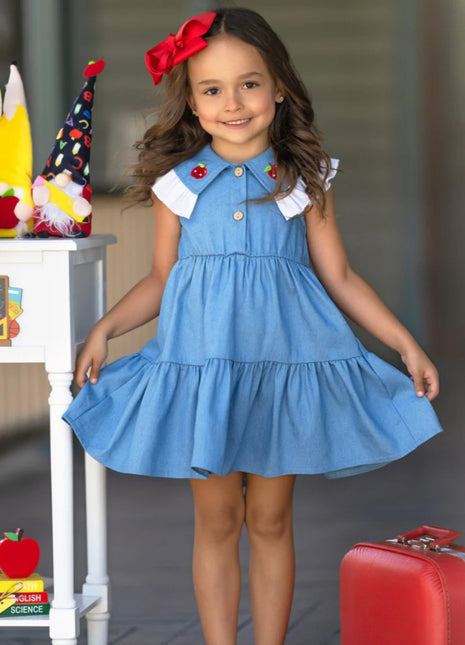 Ruffle Collar Denim Dress