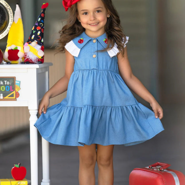 Ruffle Collar Denim Dress