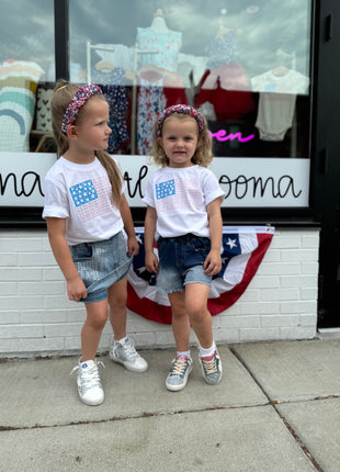 Daisy Lane Models Wearing Zelie Flag T-Shirt