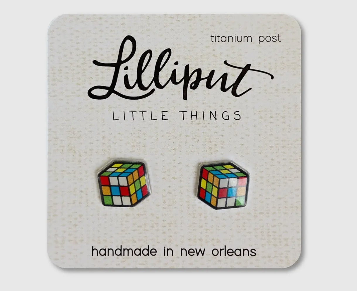 Lilliput Little Things Retro Puzzle Cube Earrings 