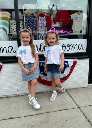 Daisy Lane Models Wearing Zelie Flag T-Shirt