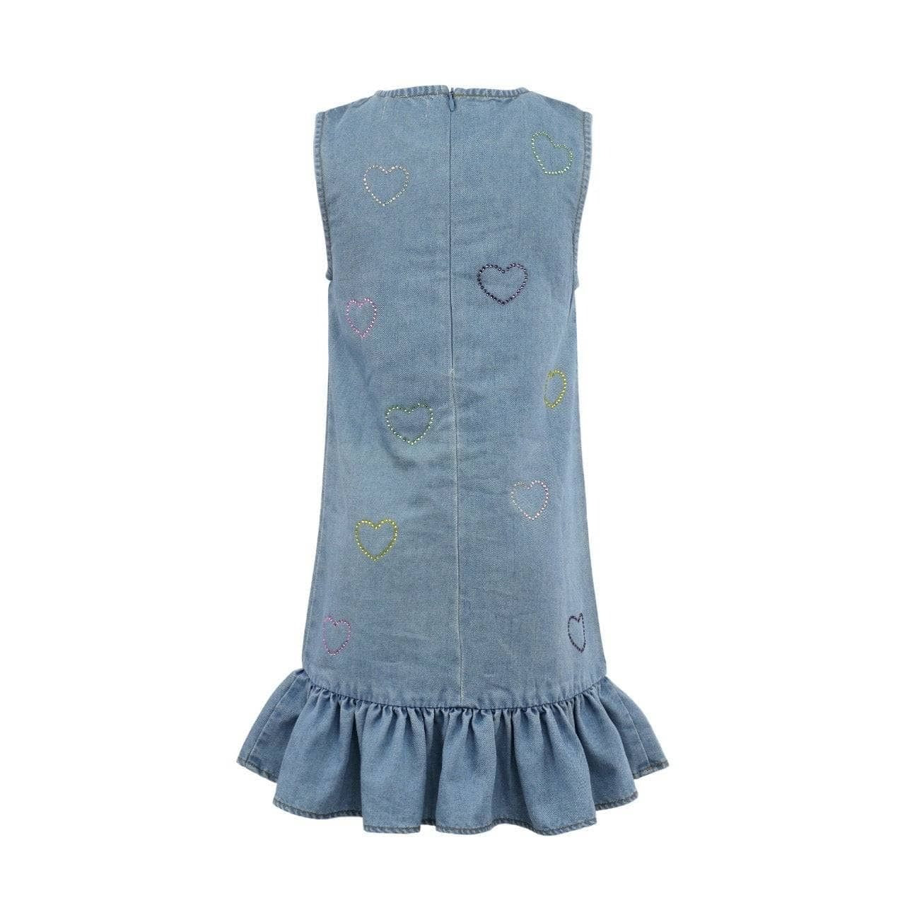 Lola And The Boys Crystal Rainbow Heart Denim Dress
