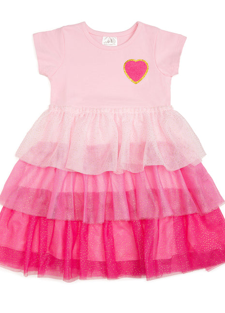 Sweet Wink Pink Petal Valentine's Day Short Sleeve Tutu Dress
