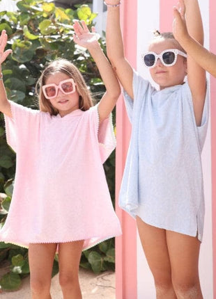 Models Wearing Lola And The Boys Embossed Emoji Terry Poncho