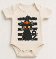Madi Moosh Kids Black Cat Halloween Shirt, Witch Hat Toddler Tee, Spooky Vintage Fall Graphic