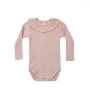 Rylee + Cru Ruffle Collar Bodysuit - Rosewood