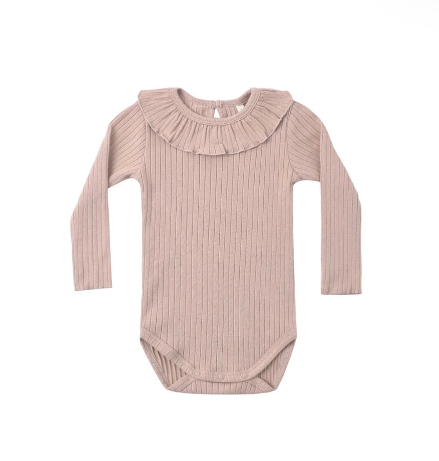 Rylee + Cru Ruffle Collar Bodysuit - Rosewood