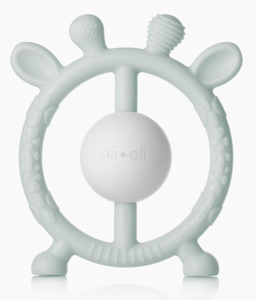 Ali + Oli Giraffe Teether & Rattle Food-Grade Silicone Toy (Mist)