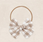 Lou Lou & Company Adventure Bow - Taupe Gingham Headband