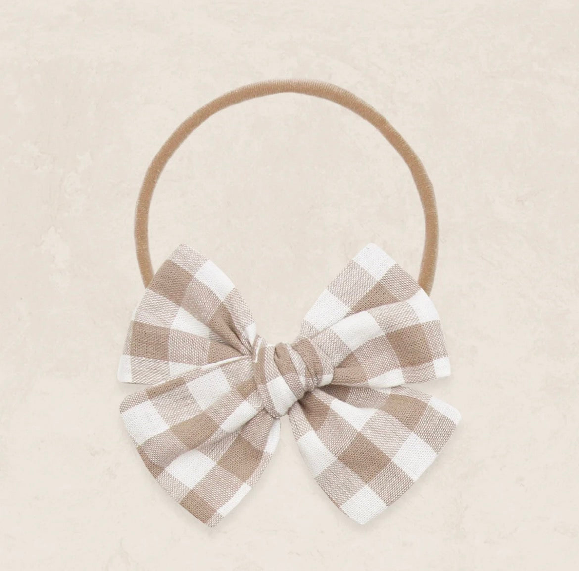 Lou Lou & Company Adventure Bow - Taupe Gingham Headband