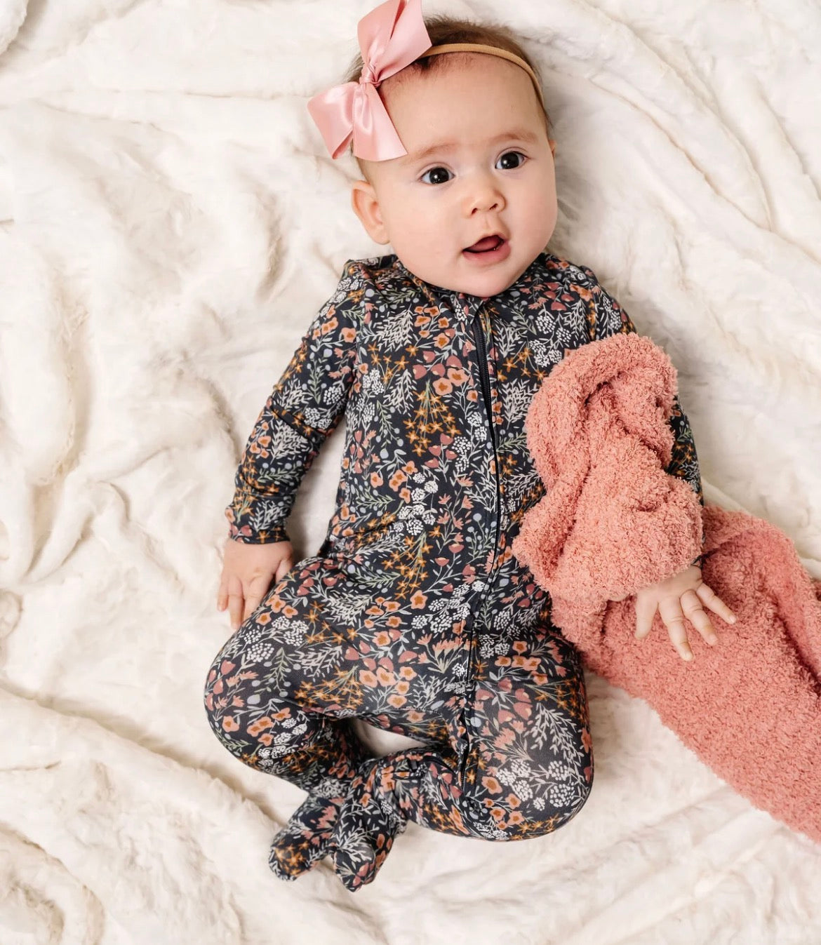 Model Wearing Lou Lou & Company Bea Zipper Footie