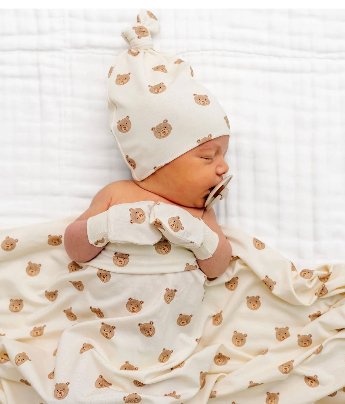Model Wearing Lou Lou & Company Newborn Bundle - Teddy