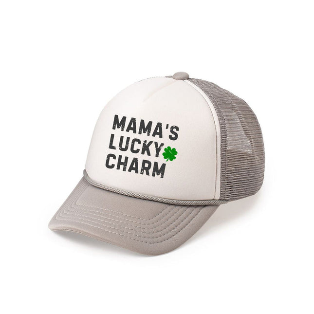 Sweet Wink Mama's Lucky Charm St. Patrick's Day Trucker Hat - Gray/White